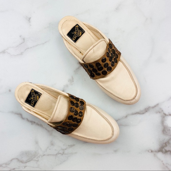 Freebird by Steven Shoes - Freebird by Steven white leather studded mules